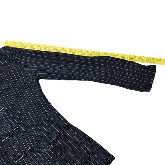 SHANGHAI TANG Mandarin Pure Silk Striped Woven Jacket Frog Button Down Jacket 10 - Picture 13 of 16